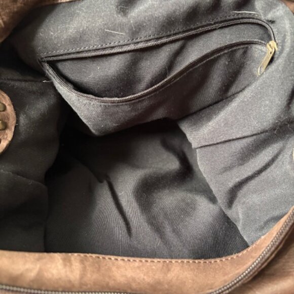 Brown heavily studded fashion handbag. - Picture 5 of 6